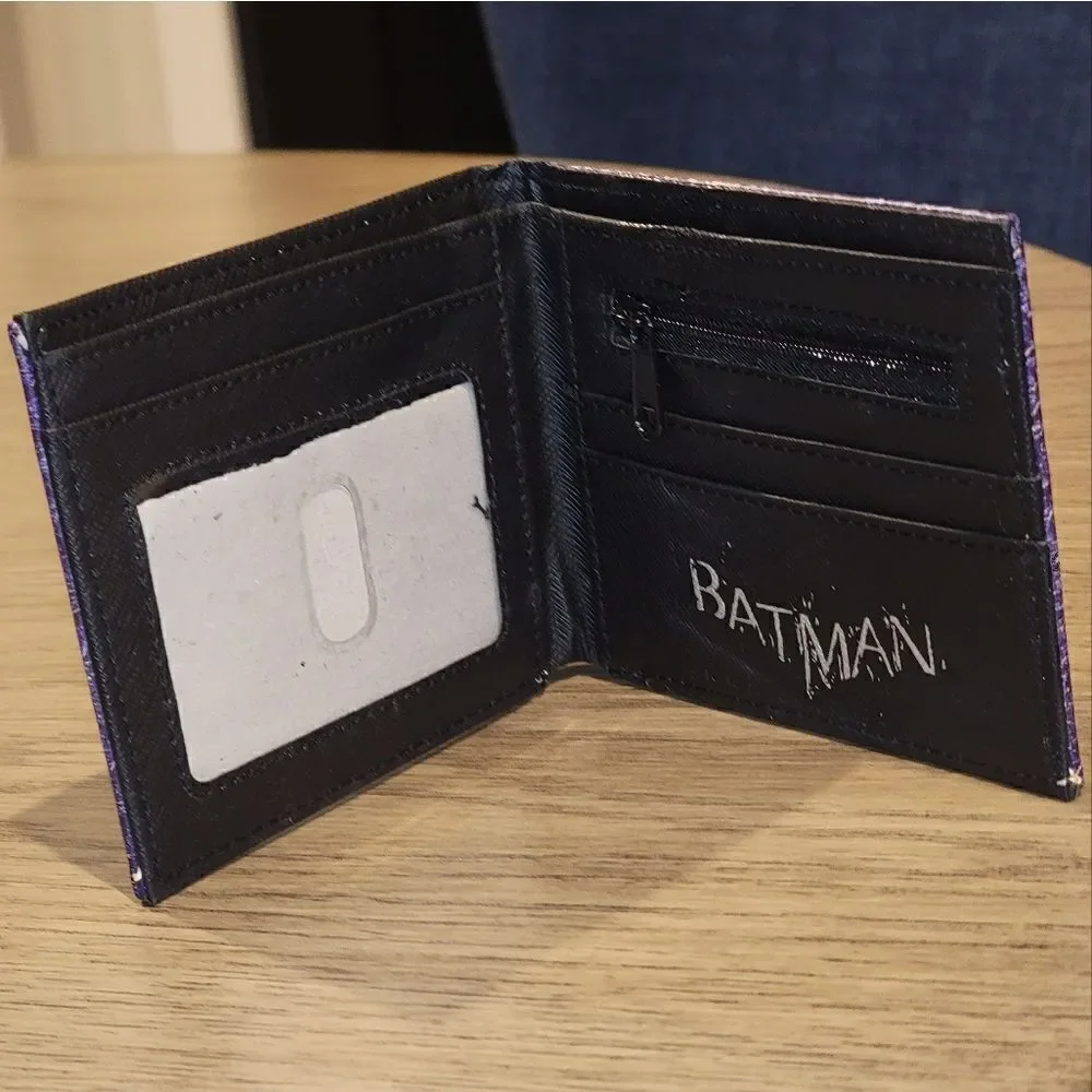 New DC Comics Batman Bifold Wallet Card Slots Zipper Money Compartment
